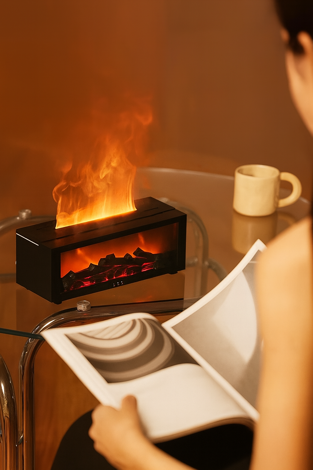 Kominek LED z Efektem Dymu i Płomieni